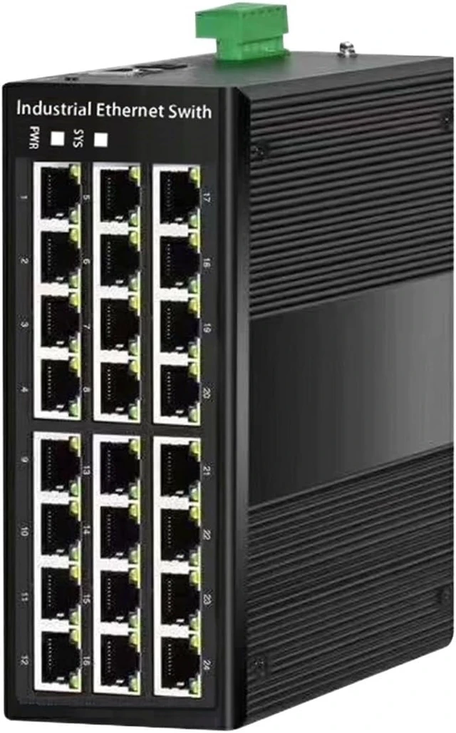 Alt view image 2 of 5 - Industrial Din Rail Switch Gigabit Ethernet Industrial Managed (PoE) Ethernet Switch: 24-Port10/100/1000, 24 Ports Gigabit Ethernet Switch Suppot DIN-Rail Mount(PoE Type)
