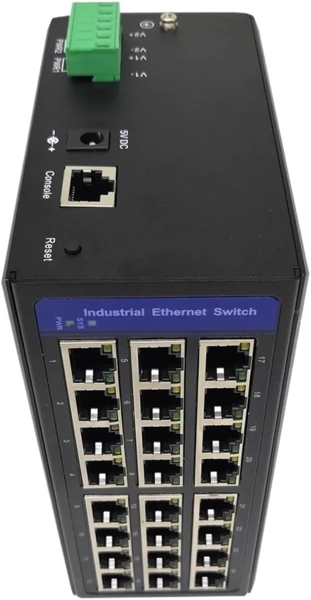 Alt view image 4 of 5 - Industrial Din Rail Switch Gigabit Ethernet Industrial Managed (PoE) Ethernet Switch: 24-Port10/100/1000, 24 Ports Gigabit Ethernet Switch Suppot DIN-Rail Mount(PoE Type)