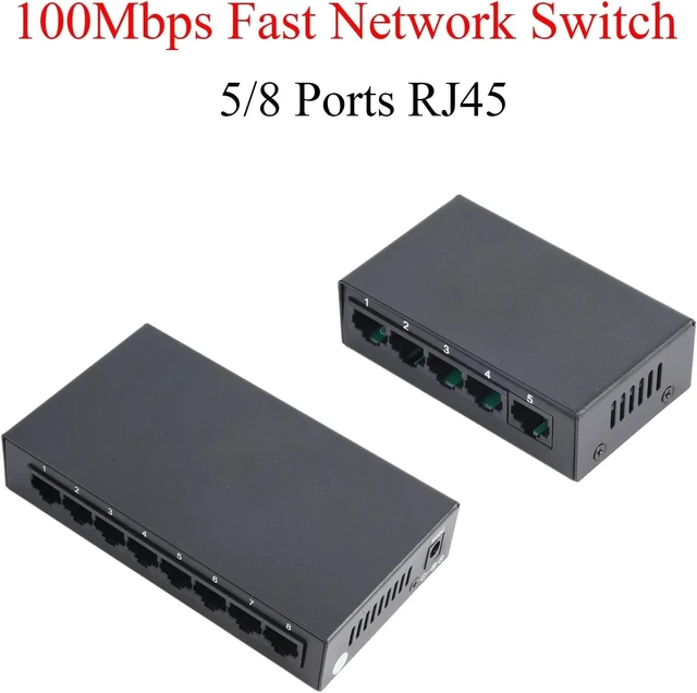 Alt view image 2 of 6 - 100Mbps Fast Ethernet Switch 5/8 Ports Metal Hub Network Splitter
