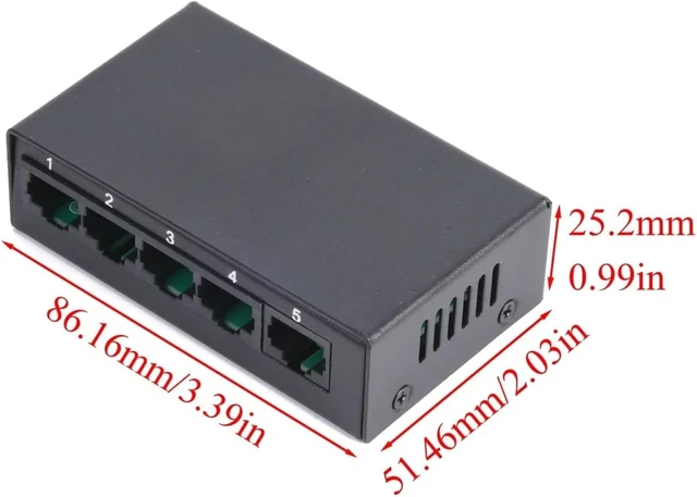Alt view image 3 of 6 - 100Mbps Fast Ethernet Switch 5/8 Ports Metal Hub Network Splitter