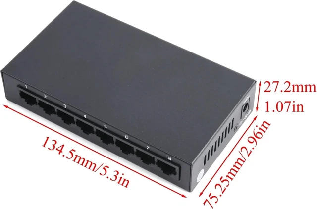 Alt view image 5 of 6 - 100Mbps Fast Ethernet Switch 5/8 Ports Metal Hub Network Splitter