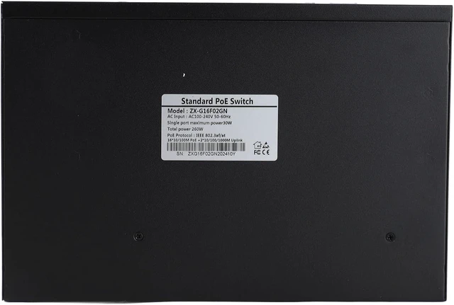 Alt view image 3 of 7 - for Office and Home Networking Systems, Ethernet POE Switch 18 Port Network Hub with 16 10 100M Ports and 2 10 100 1000M Ports, 7.2 Gbps Switching Capacity, 100 240V US Plug