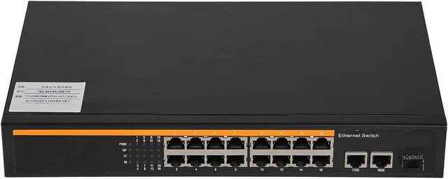Alt view image 7 of 7 - Ethernet Switch, 16 Port 10/100M Gigabit Uplink (US Plug)