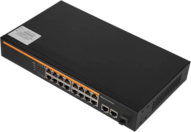 Alt view image 6 of 7 - Ethernet Switch, 16 Port 10/100M Gigabit Uplink (US Plug)