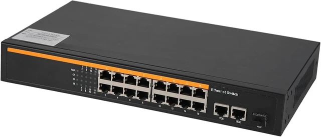 Alt view image 5 of 7 - Zyyini Ethernet Switches, 16 Port 10/100M RJ45 2 Uplink Gigabit (US Plug)