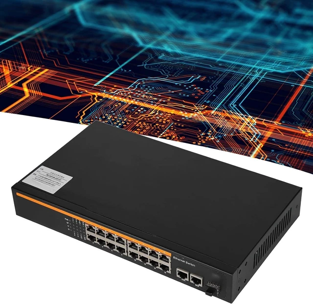 Alt view image 5 of 7 - Ethernet Switch, 16 Port 10/100M Gigabit Uplink (US Plug)