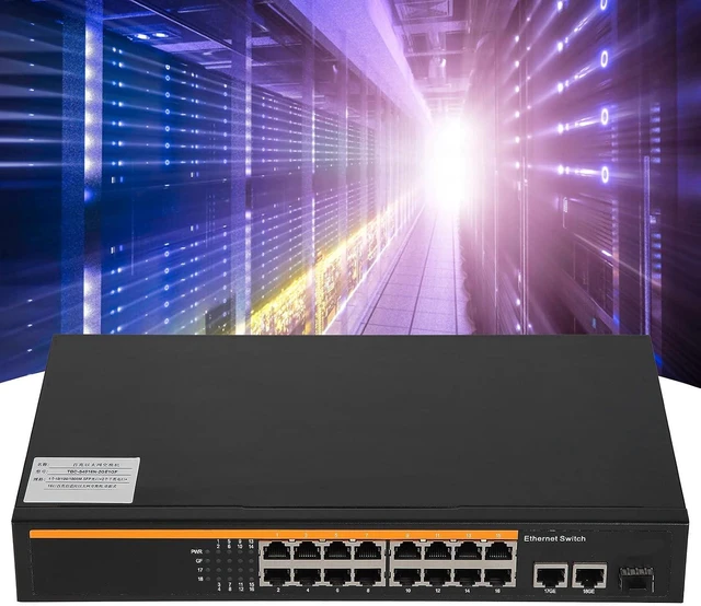 Alt view image 4 of 7 - Ethernet Switch, 16 Port 10/100M Gigabit Uplink (US Plug)