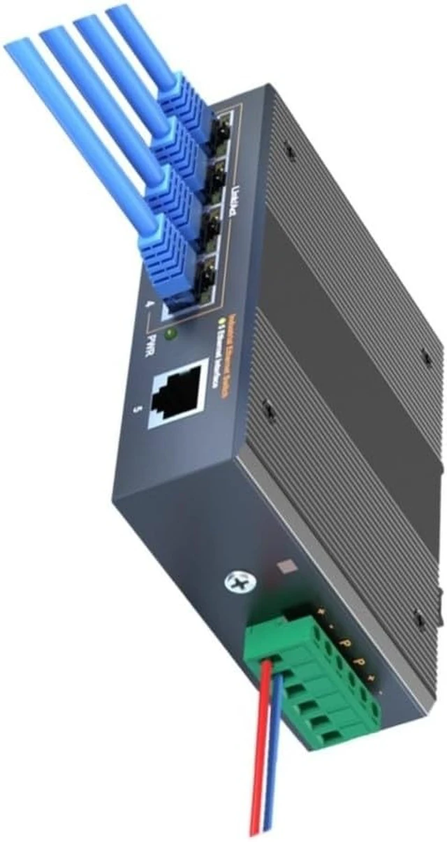 Alt view image 3 of 4 - 5-Port Industrial Ethernet Switch 1000Mbps DIN Rail(1000Mbps)