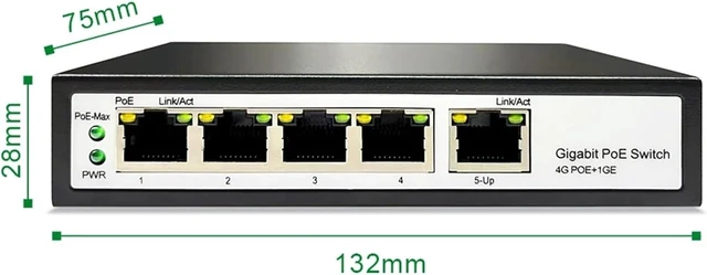 Alt view image 3 of 5 - Unmanaged IEEE802.3AF/FT Gigabit 4 Port PoE Switch with 1G Uplink
