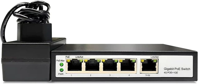 Alt view image 5 of 5 - Unmanaged IEEE802.3AF/FT Gigabit 4 Port PoE Switch with 1G Uplink