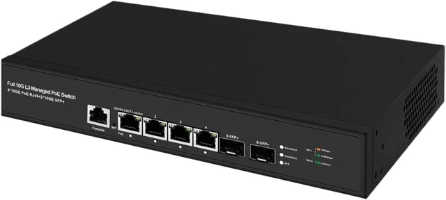 Main image of Full 10Gbe 4 Port Web /L2/L3 Managed 10 GPS PoE Or None with 2 * 10G SFP+ Switch(L2 Non PoE)