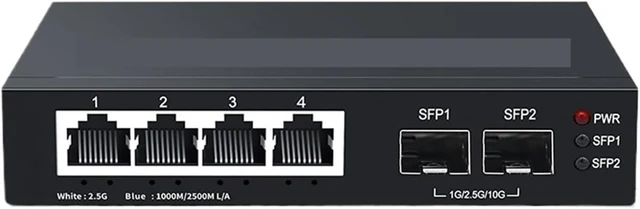 Main image of Business Ethernet switches 2.5GbE Ethernet Switch 4 Port 2500Mbps Network Switcher 2 Port 10G SFP