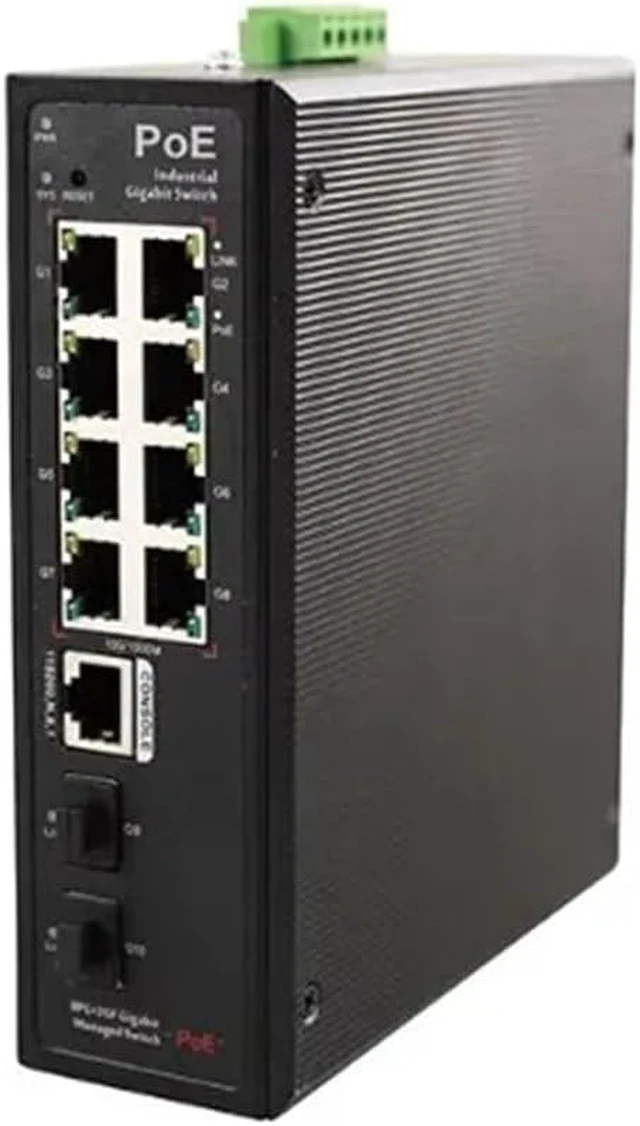 Alt view image 2 of 6 - Chips Managed POE DIN Rail Industrial Ethernet Switch 1000M 10 Port Layer 2 GWS-IPS33108PFM