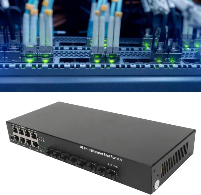 Alt view image 6 of 7 - 16 Port Gigabit Ethernet Switch, RJ45 10/100/1000M Auto Negotiation, Metal Case, Plug and Play, for Computer Network