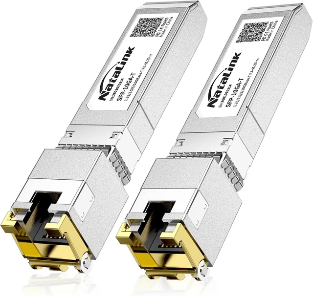 Main image of 2-Pack 10G SFP+ to RJ45 Transceiver, Auto-Negotiation Copper SFP to Ethernet Module Support 10G/5G/2.5G/1.25G for Cisco/Ubiquit/TP-Link/Netgear/D-Link/Mikrotik/Unifi/Brocade/Broadcom