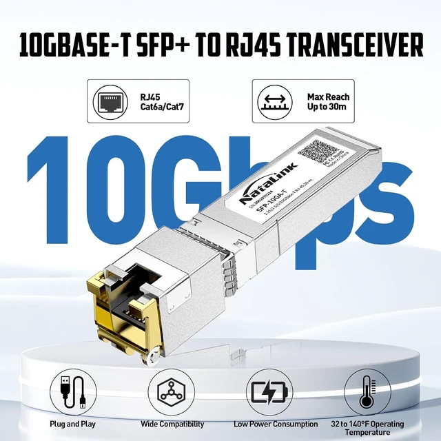 Alt view image 2 of 7 - 4-Pack 10G SFP+ to RJ45 Transceiver Auto-Negotiation SFP to RJ45 Module