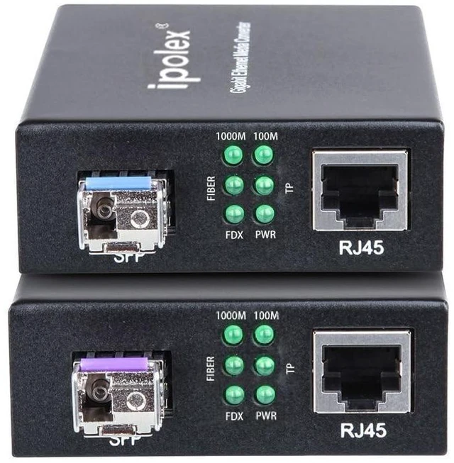Alt view image 2 of 5 - ipolex A Pair of Bidi Gigabit Single-Mode LC Fiber to Ethernet Media Converter, with BiDi SFP LX Module, 1310nm/1550nm, SMF, up to 20-KM, 1.25G Fiber Media Converter,1000Base-LX to 10/100/1000Base-TX