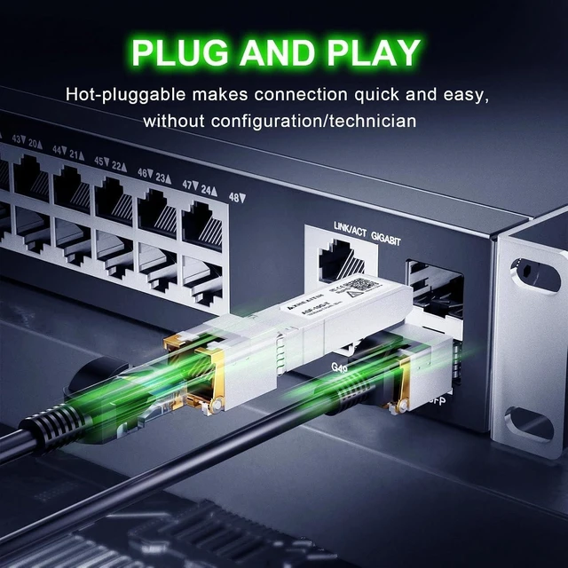 Alt view image 3 of 7 - 1.25/2.5/5/10G-T RJ45 30M SFP+ Transceiver 10GBase-T CAT6a/7 Optical Module