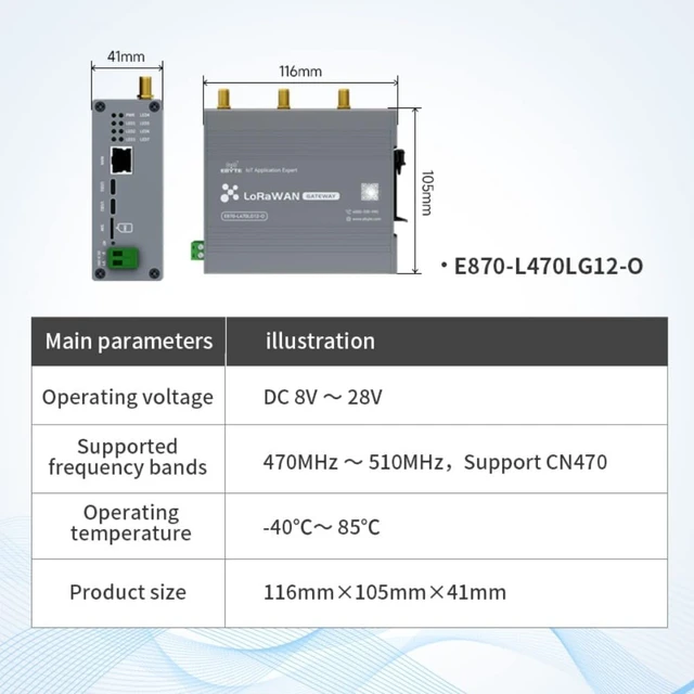 Alt view image 2 of 7 - 470/868/915M SX1302 LoraWan WIF Wireless Gateway Open Source E870-O Half Duplex Build-in NS Node RED PA+LNA Industrial Grade (470M)