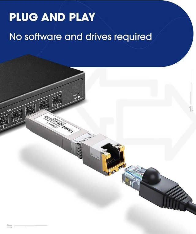 Alt view image 3 of 6 - Timaxk 10G SFP+ to RJ45 Transceiver, 10GBase-T Copper Ethernet Module, 30m Over Cat6a/Cat7, Compatible with Cisco SFP-10G-T-S, Ubiquiti UACC-CM-RJ45-MG, MikroTik S+RJ10, Netgear, QNAP, 1 Pack