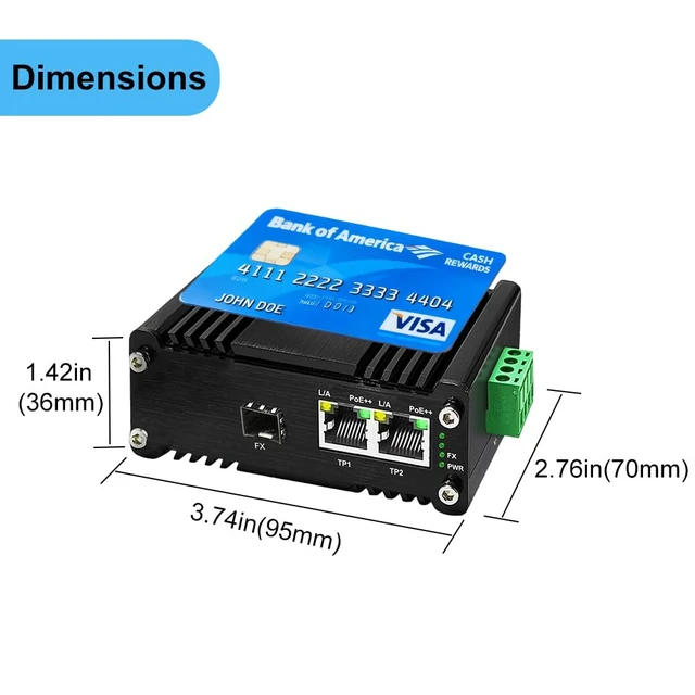 Alt view image 5 of 7 - DC48-57V IEEE802.3af/at/bt 1000Mbps Fiber 90W Media Converter