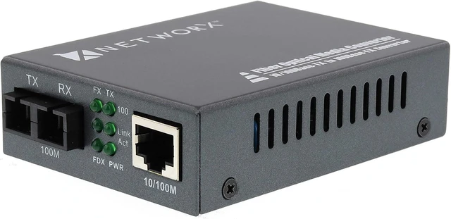 Main image of Networx® Fast Ethernet Fiber Media Converter - UTP to 100Base-FX - SC Singlemode, 20km...