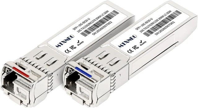 Main image of A Pair of 10G SFP+ Bidi Transceiver LC Single-Mode 20km Single Fiber Module 10GBASE-BIDI 1270nm/1330nm for Cisco, Ubiquiti UniFi, Mikrotik, and More