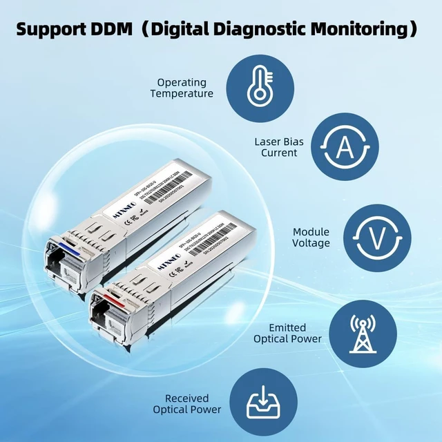 Alt view image 4 of 5 - A Pair of 10G SFP+ Bidi Transceiver LC Single-Mode 20km Single Fiber Module 10GBASE-BIDI 1270nm/1330nm for Cisco, Ubiquiti UniFi, Mikrotik, and More