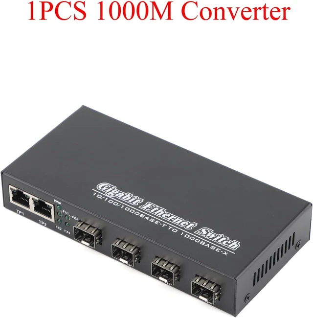 Alt view image 7 of 7 - Gigabit SFP Media Converter - 4 SFP to 3 RJ45 Transceiver, 10/100/1000M Fiber Optic Switch with 3KM/20KM SC SFP Module (1PCS)