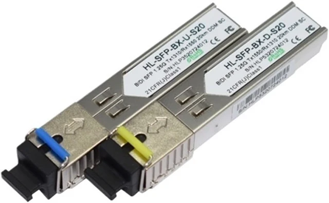 Alt view image 2 of 2 - 10pairs a lot! Compatible Simplex LC/SC Connector 1.25G WDM SFP 20KM 1000Base SFP DOM 1310/1550
