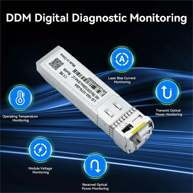 Alt view image 4 of 7 - 10G LC SFP+ Module 1270/1330nm Single Mode 20KM Fiber Optic Module Compatible with Switch