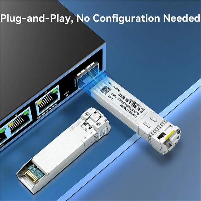 Alt view image 5 of 7 - 10G LC SFP+ Module 1270/1330nm Single Mode 20KM Fiber Optic Module Compatible with Switch
