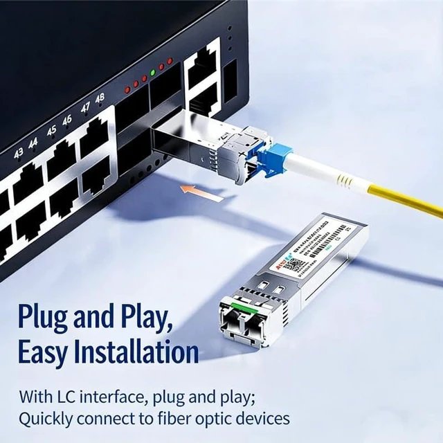 Alt view image 4 of 7 - 10G SFP+ ER BIDI Optical Transceiver, 40km Single Fiber, 1270nm/1330nm Wavelength, SC Connector, Industry-Standard Compatible