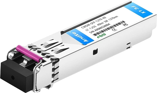 Main image of CWDM-SFP-1270-40 Optical Transceiver Module, SFP 1.25G Dual LC Single Mode 40km, 18 Wavelengths Optional (1270nm to 1610nm), Commercial Grade, Compatible with Major Switches (1550nm)