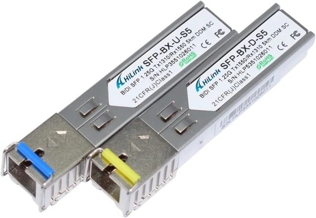 Alt view image 2 of 2 - 1000BASE-BX Single Fiber 1G BiDi Mini GBIC LC/SC 1.25G 1310nm/1550nm 5km WDM SFP (Color : 5pairs LC Connector)