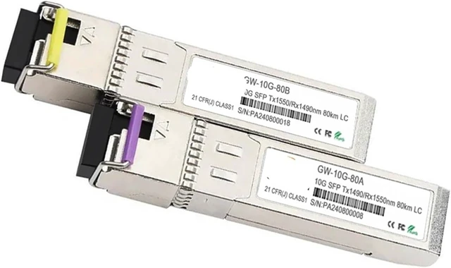 Alt view image 5 of 5 - 10G SFP Module Transcevier 10KM 20KM 40KM 60KM 70KM 80/100KM SM WDM SFP+ Module(10km-1pair)