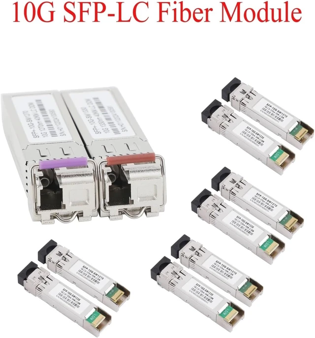 Alt view image 3 of 7 - 5Pair 10G Fiber SFP Module 1270nm/1330nm LC Single Mode 10/20/40/60KM A+B Fiber Compatible with Ethernet Switch(10KM)