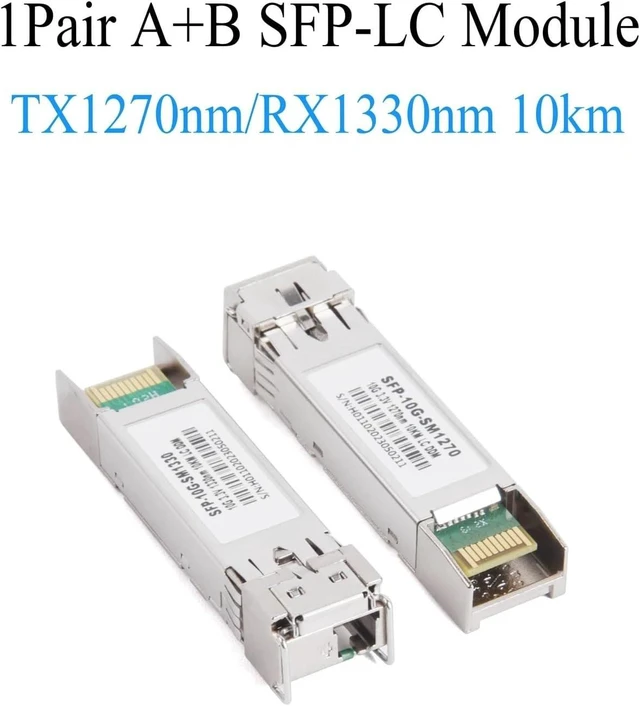 Alt view image 2 of 7 - 1Pair 10G Fiber SFP Module LC 1270nm/1330nm Single Mode 10KM/20KM/40KM A+B Fiber Module Fit for Ethernet Switch(10KM)
