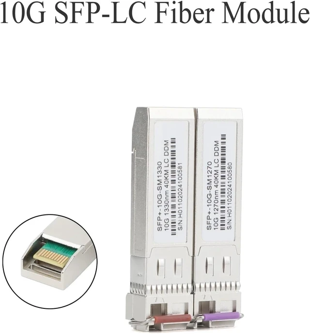 Alt view image 3 of 7 - 10 Pairs 10G Fiber SFP Module 1270nm/1330nm LC Single Mode Single Fiber 10/20/40KM A+B for Ethernet Switch(20KM)