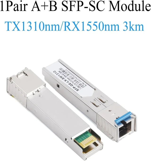 Alt view image 2 of 7 - 1Pair Gigabit Fiber SFP Module 1000M SC 1.25G Single Mode A+B Fiber Module Fit for Ethernet Switch(3KM)