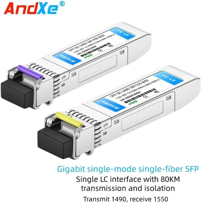 Alt view image 2 of 7 - SFP-GE-LH80-SM1490-BIDI Gigabit Single Mode BiDi SFP Module, 80km 1490nm TX/1550nm RX, Industry-Standard Compatible