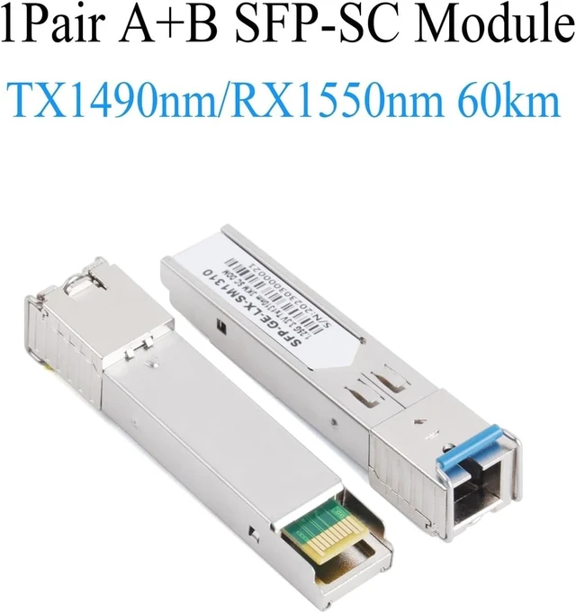 Alt view image 2 of 7 - 1Pair Gigabit Fiber SFP Module 1000M SC 1.25G Single Mode A+B Fiber Module Fit for Ethernet Switch(60KM)