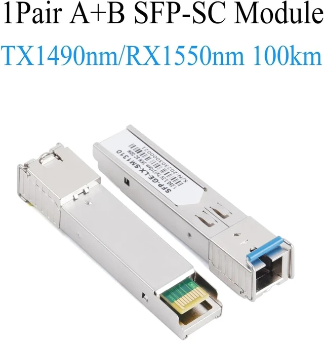 Alt view image 2 of 7 - 1Pair Gigabit Fiber SFP Module 1000M SC 1.25G Single Mode A+B Fiber Module Fit for Ethernet Switch(100KM)
