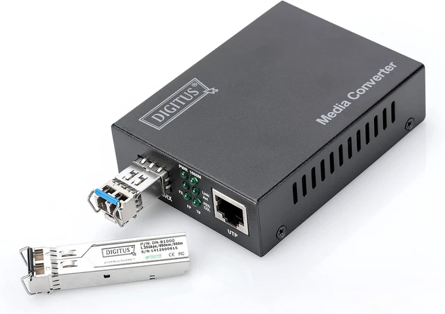 Alt view image 2 of 6 - Digitus 10 Gigabit Ethernet Media Converter, SFP Supports 1G, 2.5G, 5G and 10G, Open Slot