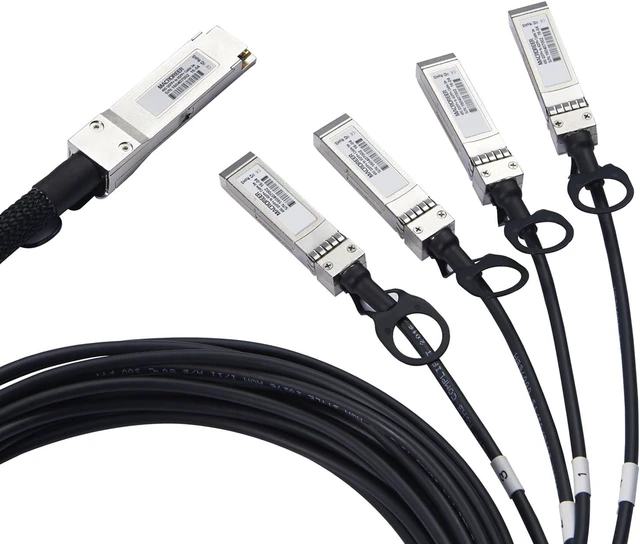 Alt view image 2 of 5 - 40G QSFP+ to 4SFP+ Ethernet QSFP+ Breakout Cable 3-Meter Passive Compatible with QFX-QSFP-DACBO-3M