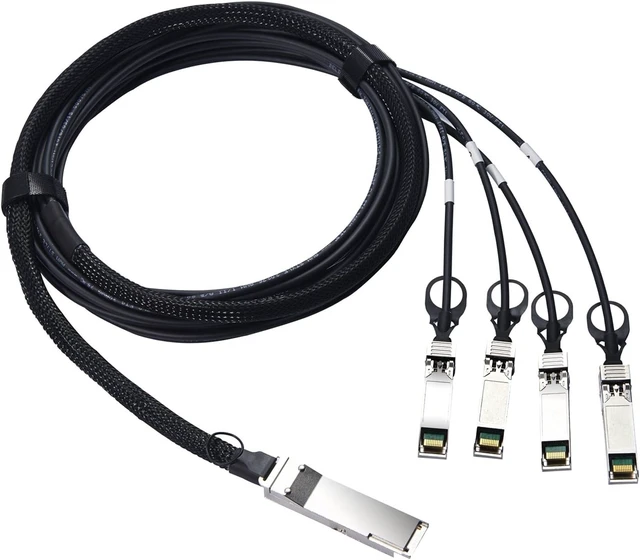 Alt view image 5 of 5 - 40G QSFP+ to 4SFP+ Ethernet QSFP+ Breakout Cable 3-Meter Passive Compatible with QFX-QSFP-DACBO-3M