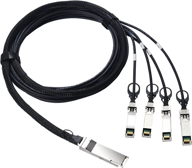 Alt view image 6 of 6 - 40G QSFP+ to 4 SFP+ DAC Breakout Cable,40GBASE-CR4 Passive QSFP to SFP Cable,Direct Attach Copper Cable for Juniper QFX-QSFP-DACBO-1M Devices, 1-Meter(3.3ft)