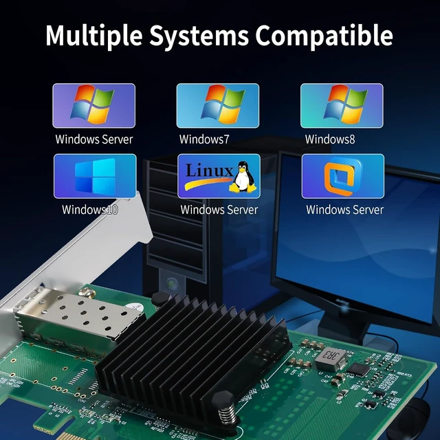 Alt view image 7 of 7 - 10Pack 10GBase-LR SFP+ Transceiver & 10Gb PCI-E NIC Network Card, with Intel 82599EN Chip, Compare to Intel X520-DA1