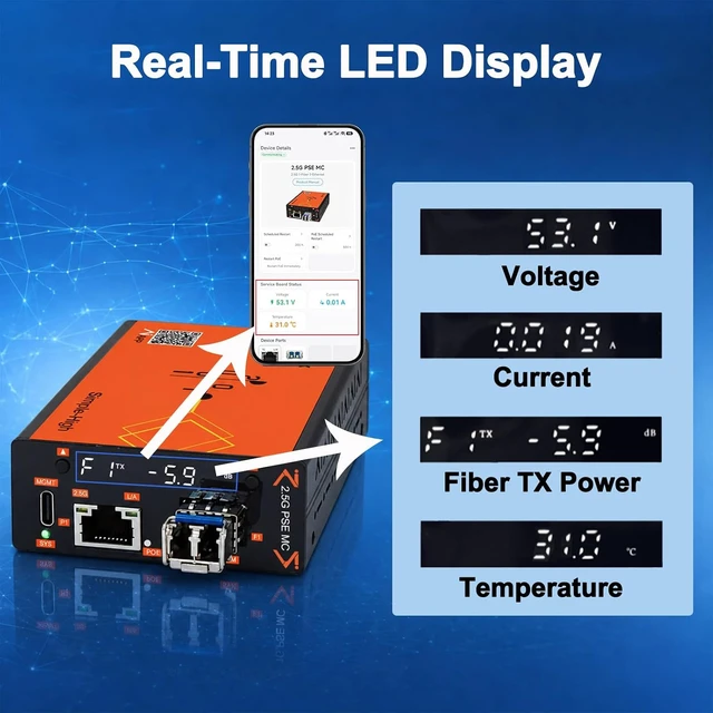 Alt view image 2 of 6 - 2.5G PoE++ Media Ethernet Converter Mxtgifar AI Managed Fiber Converter