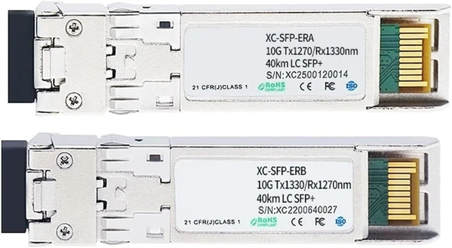 Alt view image 2 of 4 - SFP+ER Transceiver 10G 40Km Module Media LC Optical Fiber Module WDM Singlemode 1270nm/1330nm Optical Fiber Module(1 Pairs)